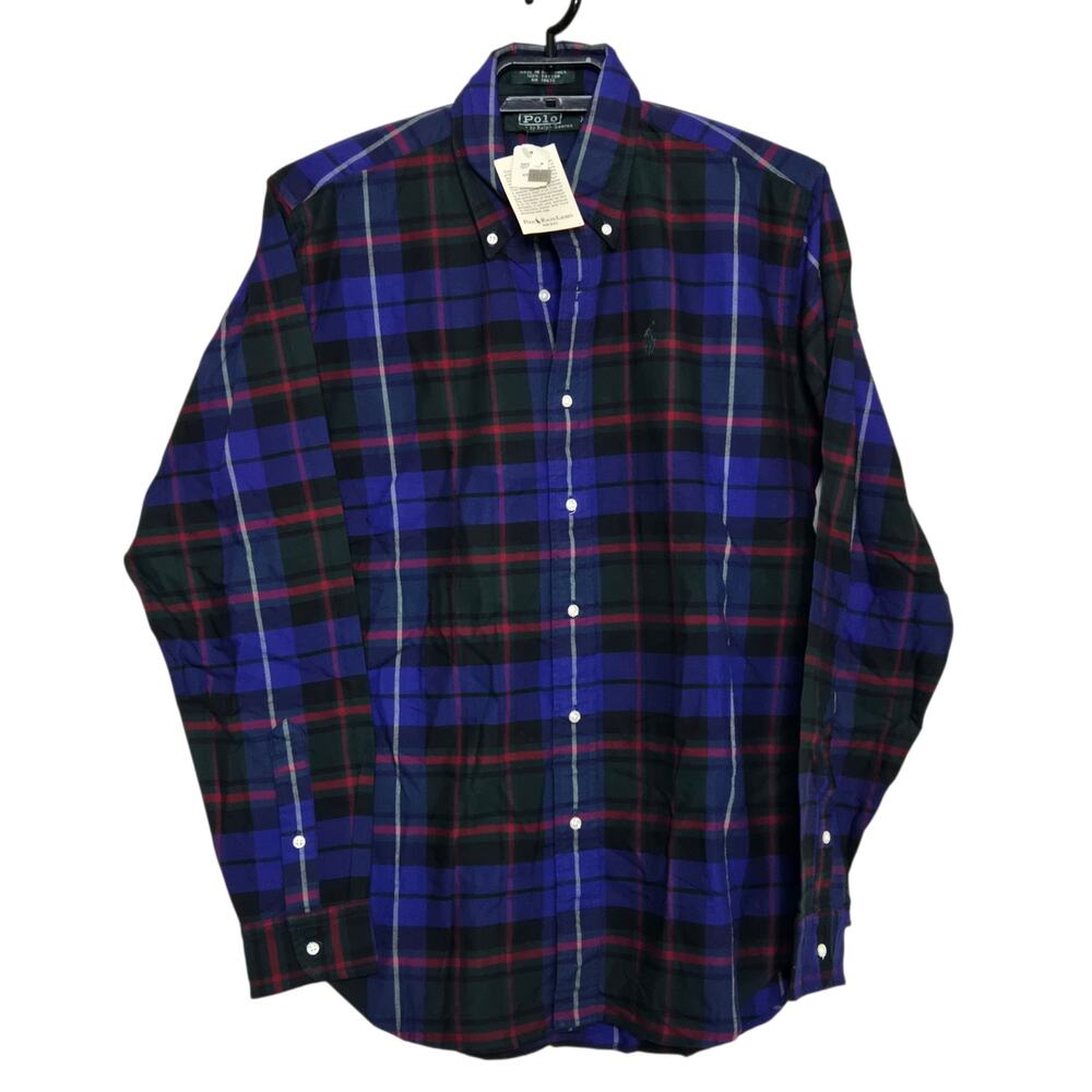 Vintage Polo Ralph Lauren Button Down Shirt Size Boys XL Mens Small Plaid NOS